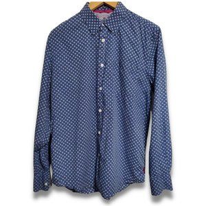Express Men's Med Pink and Blue Pattern Long Sleeve Button-down w/Striped Cuffs
